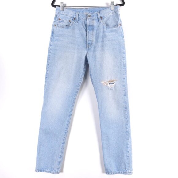 Levi's 501 150th Anniversary Edition Women’s Lt Blue Button Fly Jeans Size 29x30 - Picture 1 of 14